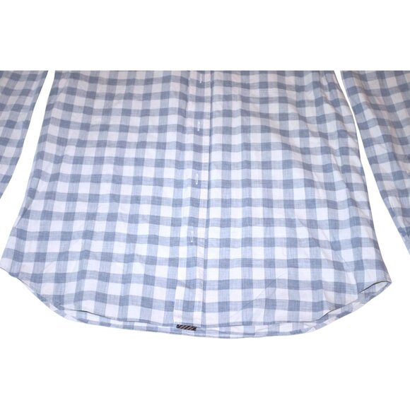 Billy Reid Gingham Button Shirt S Blue White Standard Fit Minimalist Casual - Picture 4 of 8